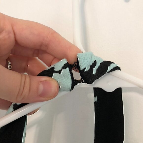 PARKER Leona Dress Aqua Blue Black Jacquard Textured Floral Halter Cutout Back S - Picture 10 of 12